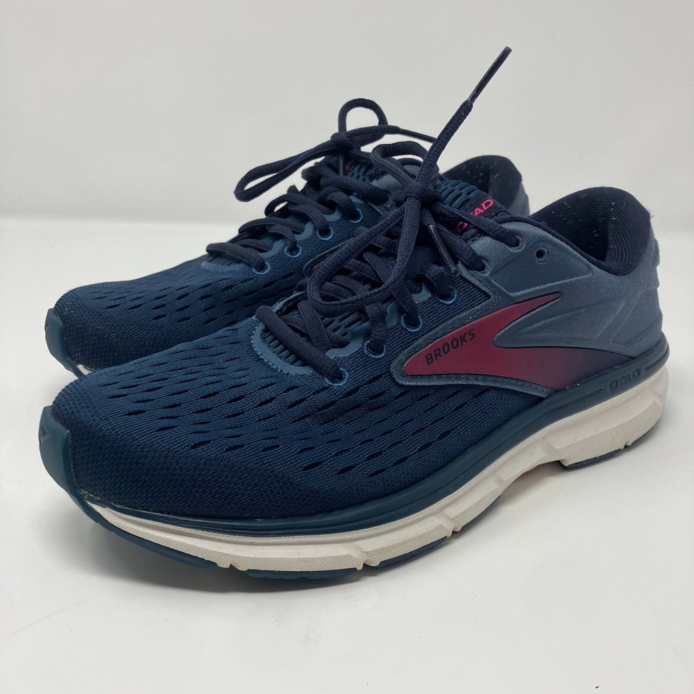 Brooks Dyad 11 Womens 7.5 B Running Shoes Navy Blue Pink Athletic Sneakers